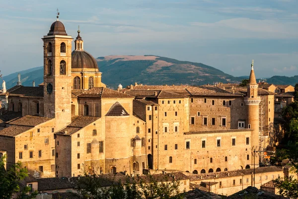 Edifícios em Urbino durante a hora de ouro — Fotografia de Stock