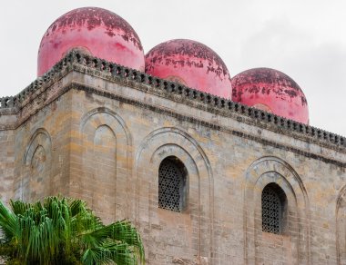 The three red domes of the church of 