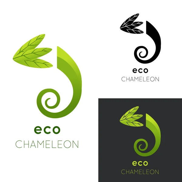 Eco kameleon logo. Ilustracja wektorowa na białym tle — Wektor stockowy