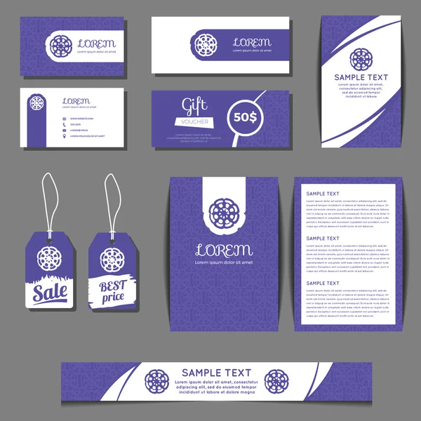 Modelos de vetor de identidade corporativa definidos com logotipo floral grunge livre — Vetor de Stock