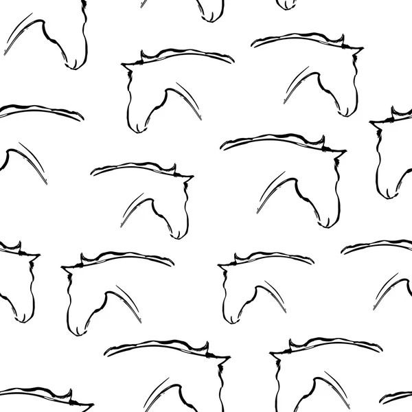 Modèle sans couture avec des têtes de chevaux. Illustration vectorielle — Image vectorielle