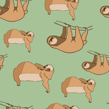 Sevimli tembel likler ile dikişsiz desen