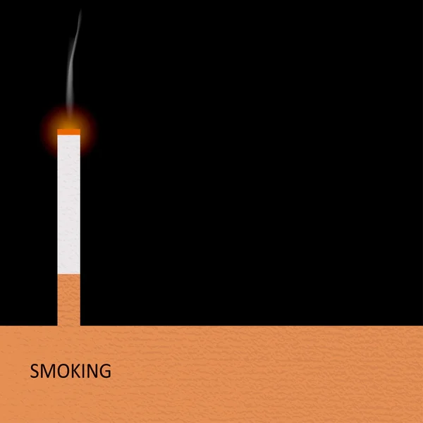 Smeulende sigaret met een rook. — Stockvector