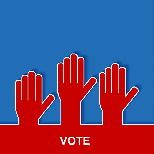 Elections and voting poster with hands. — Stock Vector