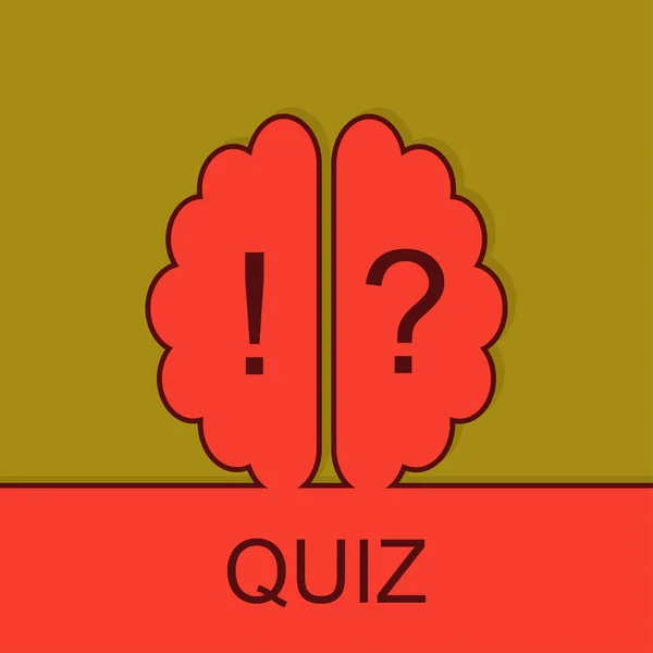 Quiz-Zeichen mit Umriss Gehirn-Symbol. — Stockvektor
