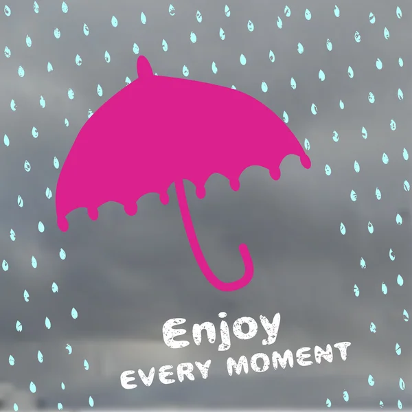 Motiverande affisch med paraplys siluett — Stock vektor