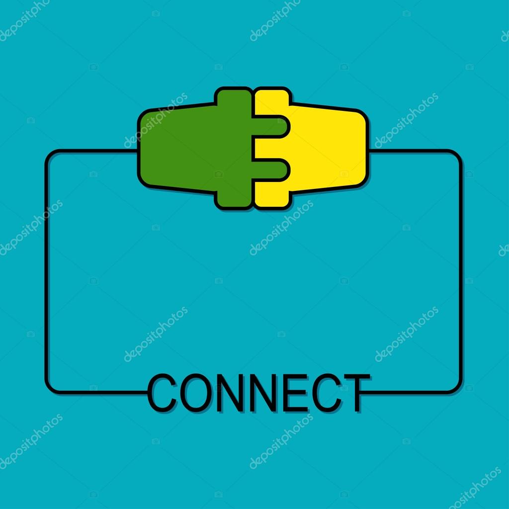 Abstract background with wire plug and socket. Concept connection, disconnection, electricity. Frame design