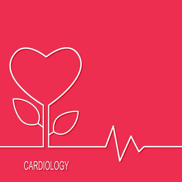 Diseño de cardiología sobre fondo rojo — Vector de stock