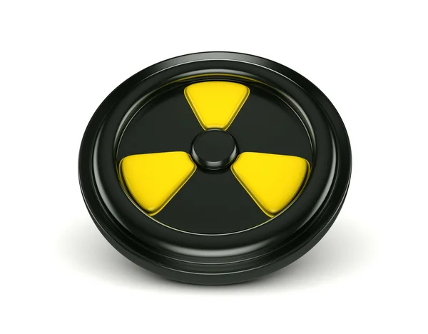 3d biohazard sign on black can cover — Stock Photo, Image