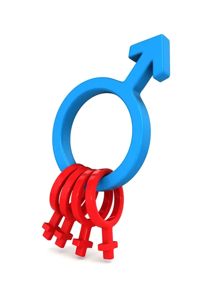 3d render male symbol with female symbols isolated on white — Stock Photo, Image