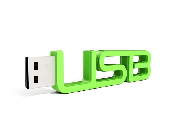 Green usb flash memory made of word - usb — Stock Photo, Image