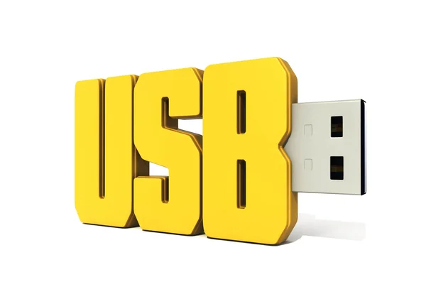 Amarillo memoria flash USB hecha de palabra - usb —  Fotos de Stock