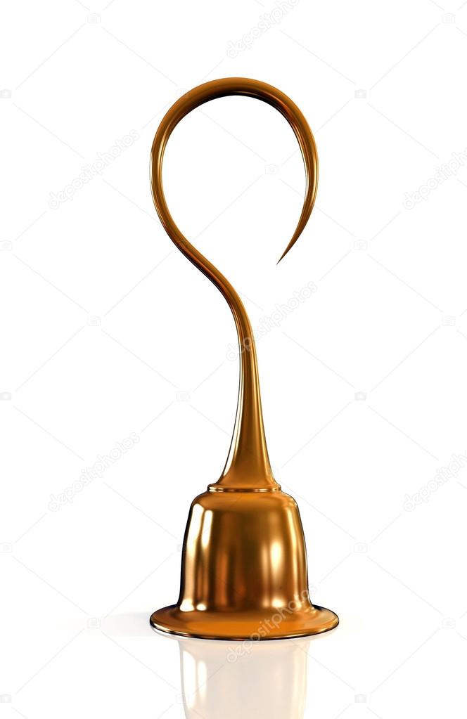 3d gold hook isolated on white background