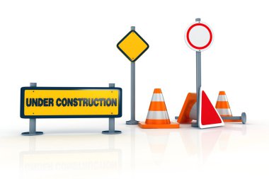 İnşaat mesaj ve renk ressam yolun Resim altında 3D yol işaretleri