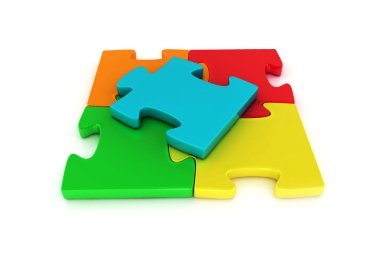 3D parlak ve parlak puzzle parçaları