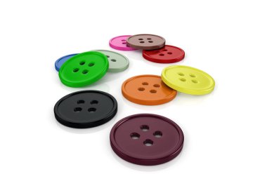 3D parlak ve beyaz arka plan üzerinde parlak düğmeler oluşturmak