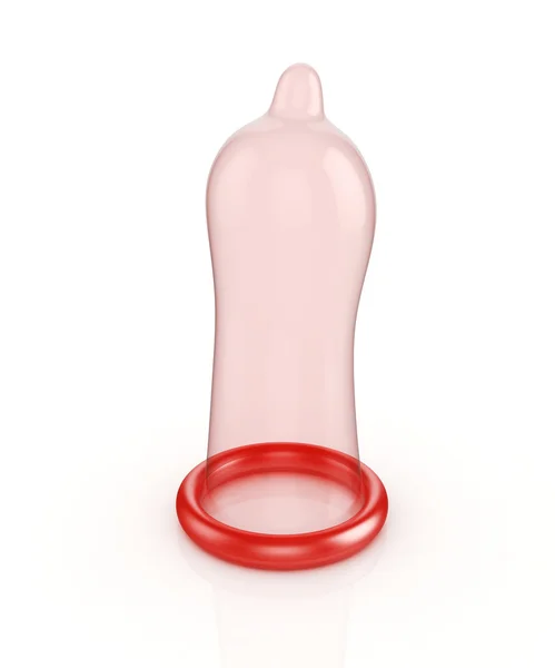 3d 的攀爬和有光泽的红色避孕套 — 图库照片
