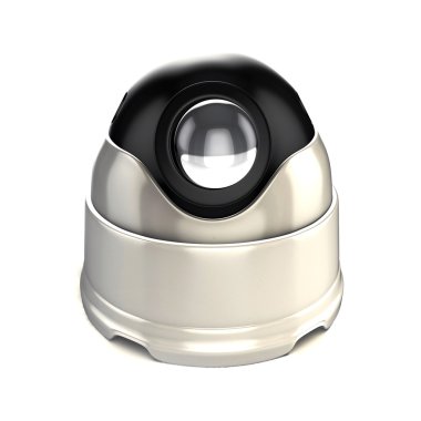 3d parlak ve parlak robot kamera üzerinde beyaz izole