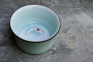 Çin puer veya yeşil çay için mavi kase