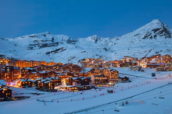 Val Thorens w nocy — Zdjęcie stockowe