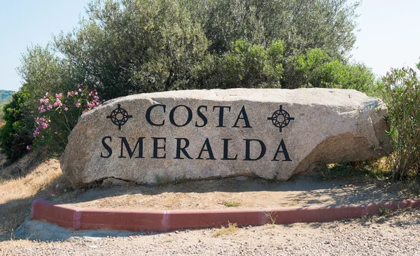 Sign Emerald Coast North Sardinia Italy — Stock Photo, Image