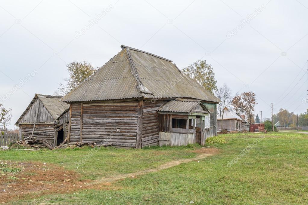 Dilapidated old wooden houses in the countryside