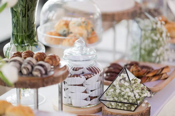 Catering Food Dessert Sweet Mini Canapes Snacks Appetizers Food Event — Stock Photo, Image