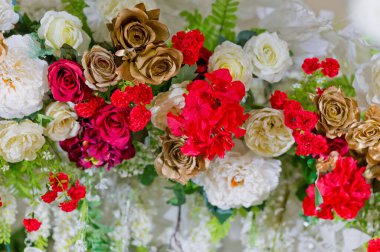 düğün çiçeği arka planı, renkli arkaplan, taze gül, bir demet çiçek