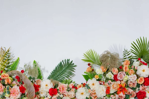Esküvő Virág Háttér Színes Háttér Friss Rózsa Csokor Virág — Stock Fotó