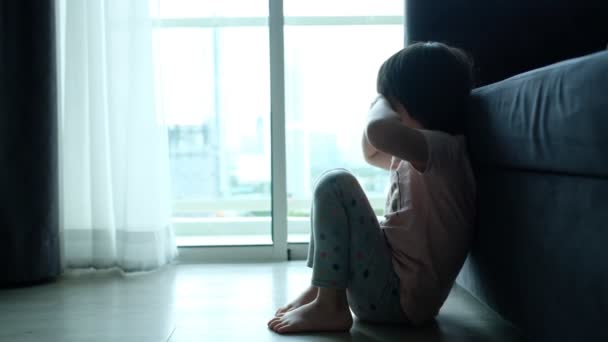 Children Crying Little Girl Feeling Sad Kid Unhappy — Stock Video