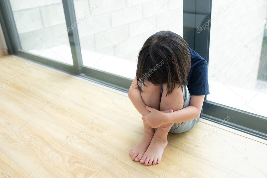 Children crying, little girl feeling sad, kid unhappy