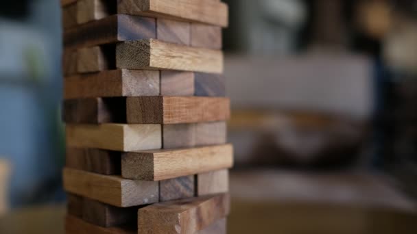 Building Wood Blocks Plan Strategy — Stock Video