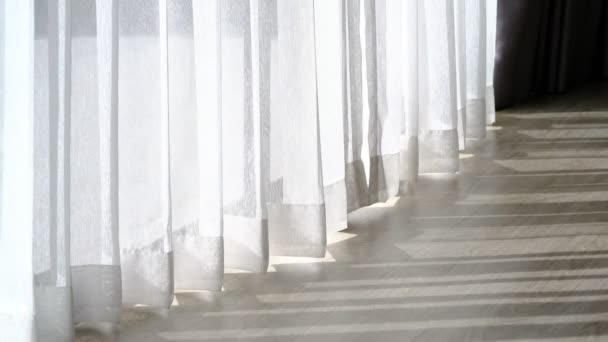窗帘在动 白色的面料 — 图库视频影像