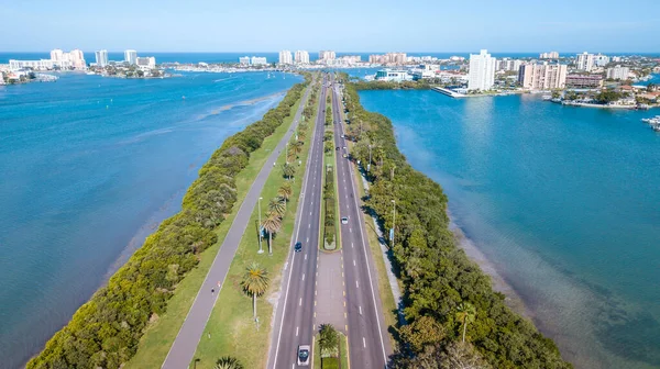 Strandweg Luchtfoto Oceaan Kust Golf Van Mexico Voorjaarsvakantie Zomervakantie Florida — Stockfoto