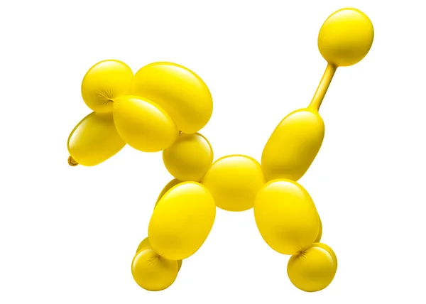 Yellow Balloon Dog Puppy Isolated White Background Bubble Toy Kids — Stockfoto