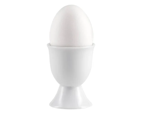 Portauova Uovo Ceramica Colazione Supporto Uova Pollo Sode Sfondo Bianco — Foto Stock