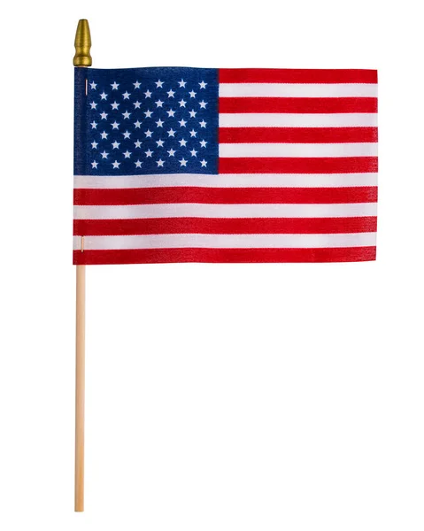 Amerikaanse Vlag Traditionele Amerikaanse Vlag Gemaakt Van Textiel Houten Stokje — Stockfoto