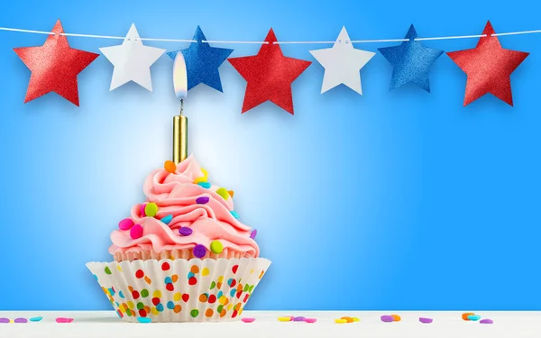 Cupcake Stars Feliz Aniversário Julho Independência Memorial Dia Dos Presidentes — Fotografia de Stock