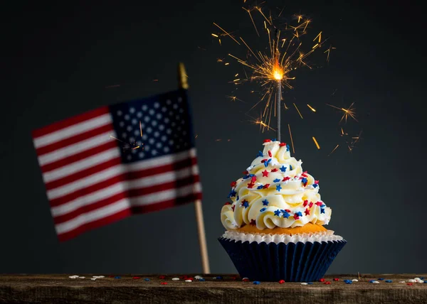 Cupcake American Flag Julio Día Independencia Memorial Presidentes Sabrosos Cupcakes —  Fotos de Stock