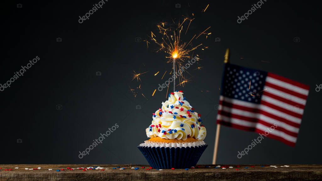 Cupcake and American Flag. 4 de julio, Día de la Independencia