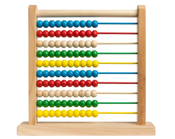 Abacus Colored Beads Abacus Colorful Wooden Beads White Isolated Background — Stock Photo, Image