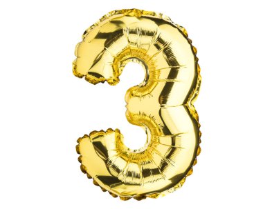 Üç üç balon. Helyum balonu. Altın sarısı folyo rengi. 33 numara. Doğum günü partisi için iyi, tebrik kartı, indirim, reklam, yıldönümü. Yüksek çözünürlüklü. Beyaz arkaplanda izole.