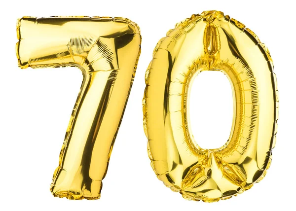 Numer Siedemdziesiąt Balonów Balon Helowy Zniżki Złoty Żółty Kolor Folii — Zdjęcie stockowe