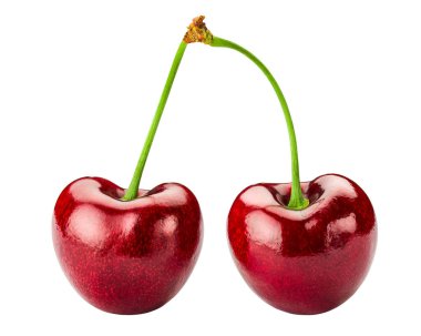 Kiraz. İki taze vişne suyu. Tatlı dut. Organik tarım meyveleri. Market için süper makro çözünürlüklü fotoğraf, reklam. Yakın çekim. Tam alan derinliği. Beyaz izole arkaplan.