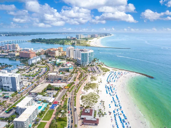 Panoráma Város Clearwater Beach Nyári Vakáció Floridában Gyönyörű Kilátás Szállodák — Stock Fotó