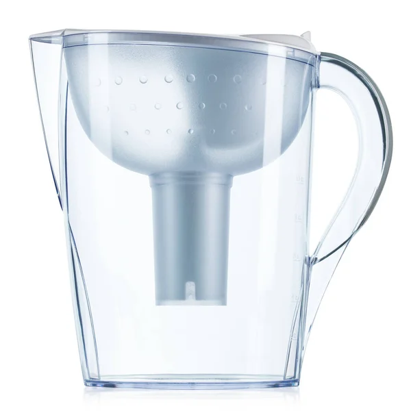 Water Filter Pitcher Clear Plastic Glass Jug Water Filtration System — Stock Photo, Image