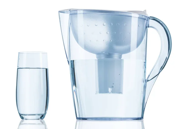 Waterfilterkruik Duidelijke Plastic Glazen Kan Waterfiltersysteem Schoner Heerlijk Proeverijwater Filter — Stockfoto