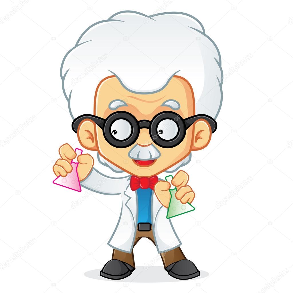 Cartoon illustration of a professor doing an experiment