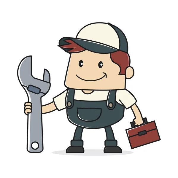 Plumber holding adjustable wrench — Stock Illustration Plumber holding adjustable wrench Royalty Free Stock Vectors