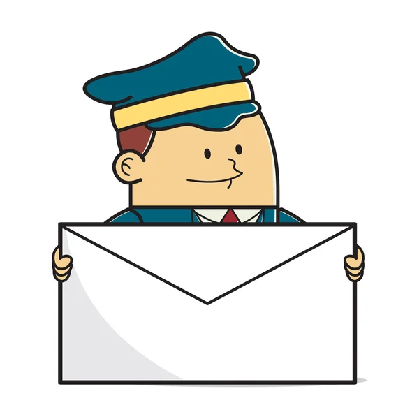 Mailman holding big mail — Stock Vector